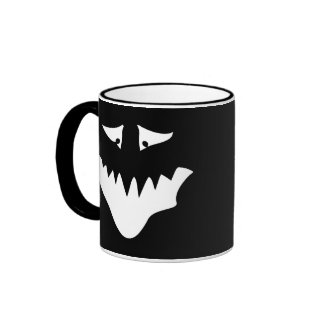 White Scary Face. Monster Evil Grin. Custom mug