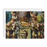 white Scene with cherubs, Santa Ana Square, Madrid Personalized Invites