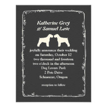 White Schnauzer Silhouettes Wedding Announcement