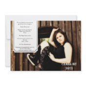White Scroll Tab Photo Graduation Announcement