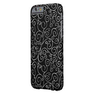 White Scrolling Curves on Black Barely There iPhone 6 Case