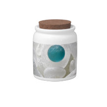 White Sea Glass Flower Candy Jars