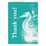 White seahorse light sea green wedding Thank You Greeting Card