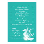 White seahorse lightseagreen wedding bridal shower custom announcement