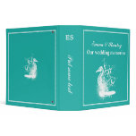 White seahorse on light sea green wedding binder