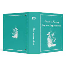 White seahorse on light sea green wedding binder