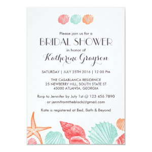 White Seashells Invitation for Beach Wedding 5