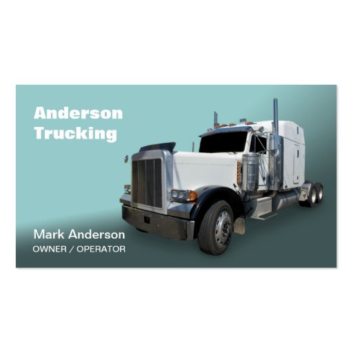 White Semi Truck Business Card (front side)
