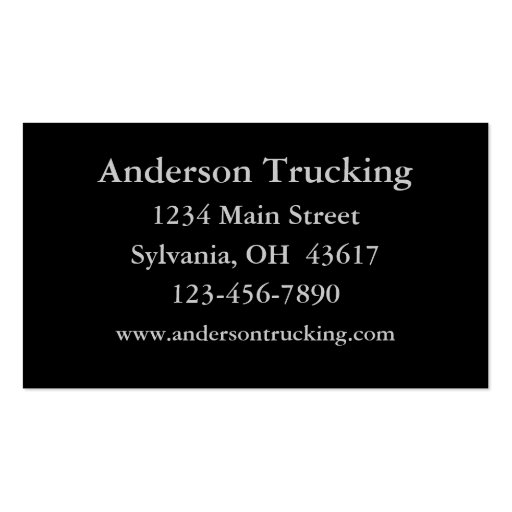 White Semi Truck Business Card (back side)