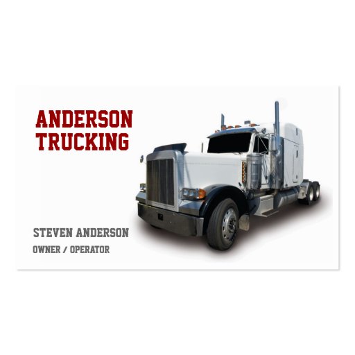 White Semi Truck Driver Business Card Template (front side)