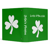 White Shamrock St. Patrick's Day Irish Good Luck Vinyl Binder