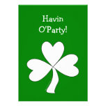 White Shamrock St. Patrick's Day Irish Good Luck Invitation at Zazzle