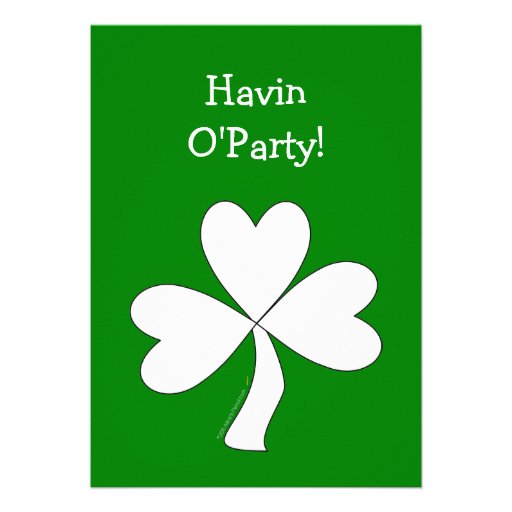 White Shamrock St. Patrick's Day Irish Good Luck Invitation