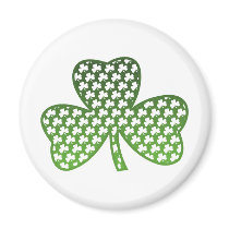 White Shamrocks in Green Shamrock Magnet