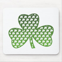 White Shamrocks in Green Shamrock Mousepad