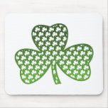 White Shamrocks in Green Shamrock Mousepad