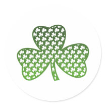 White Shamrocks in Green Shamrock Sticker