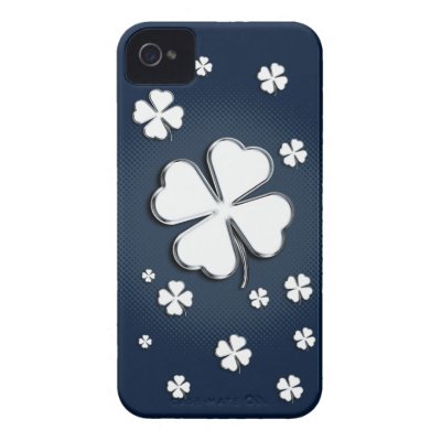 White shamrocks on blue background iPhone 4 Case