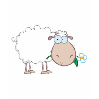 White Sheep Cartoon Character Eating A Flower shirt