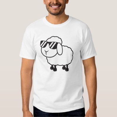 White Sheep in Sunglasses Cartoon Tee Shirts