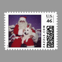 White Shepherd on Santa's Lap postage by coastalwgs White Shepherd on Santa's Lap postage