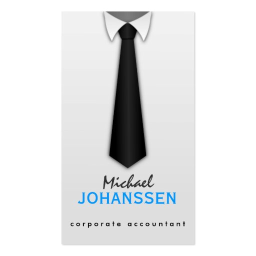 White Shirt Black Tie Accountant Business Cards (front side)