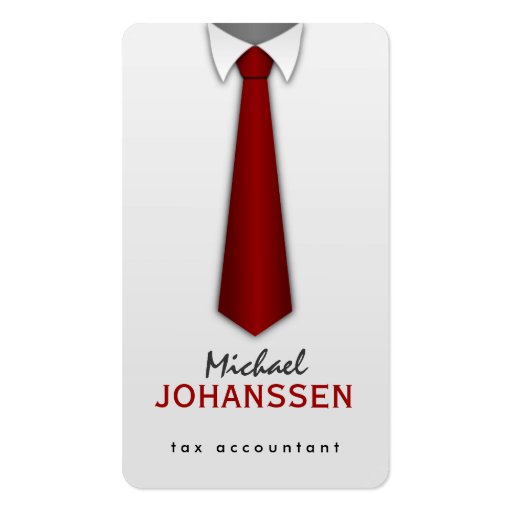 White Shirt Red Tie Accountant Business Cards (front side)