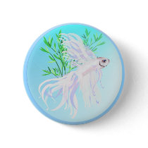 White Siamese Fighting Fish Keychains Pin