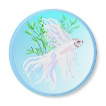 White Siamese Fighting Fish Magnets