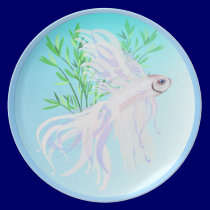 White Siamese Fighting Fish Plate plates