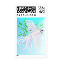 White Siamese Fighting Fish Postage