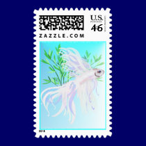 White Siamese Fighting Fish Postage postage