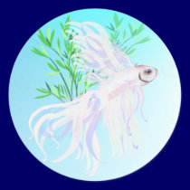 White Siamese Fighting Fish Stickers stickers
