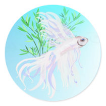 White Siamese Fighting Fish Stickers