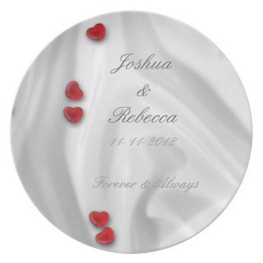 White Silk and Hearts Plate