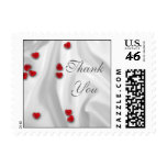White Silk and Hearts Thank You Stamps