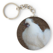 White Silkie Chicken Keychains