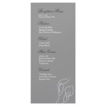 White &amp; Silver Calla Lilies Reception Menu Full Color Rack Card