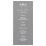 White &amp; Silver Chandelier Reception Menu Personalized Rack Card