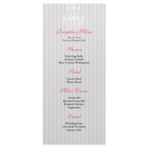 White & Silver Chandelier Striped Reception Menu Rack Card