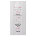 White &amp; Silver Chandelier Striped Reception Menu Rack Card