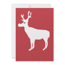 White Single Reindeer Invitation