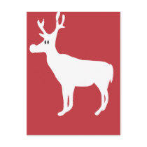 White Single Reindeer Postcard