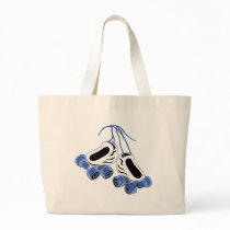 white skates blue wheels bags