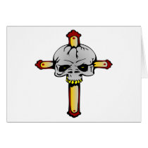 White Skull Cross Greeting Cards