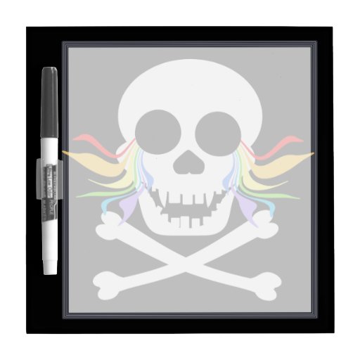 White Skull Rainbow Tears Small Dry Erase Board