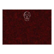 White Skull Sketch. On Red and Black. Personalized Invite