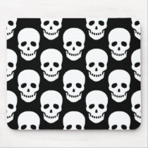 White Skulls on Black mousepads