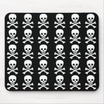 White Skulls on Black mousepads