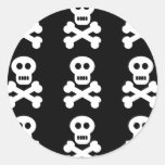 White Skulls Round Stickers